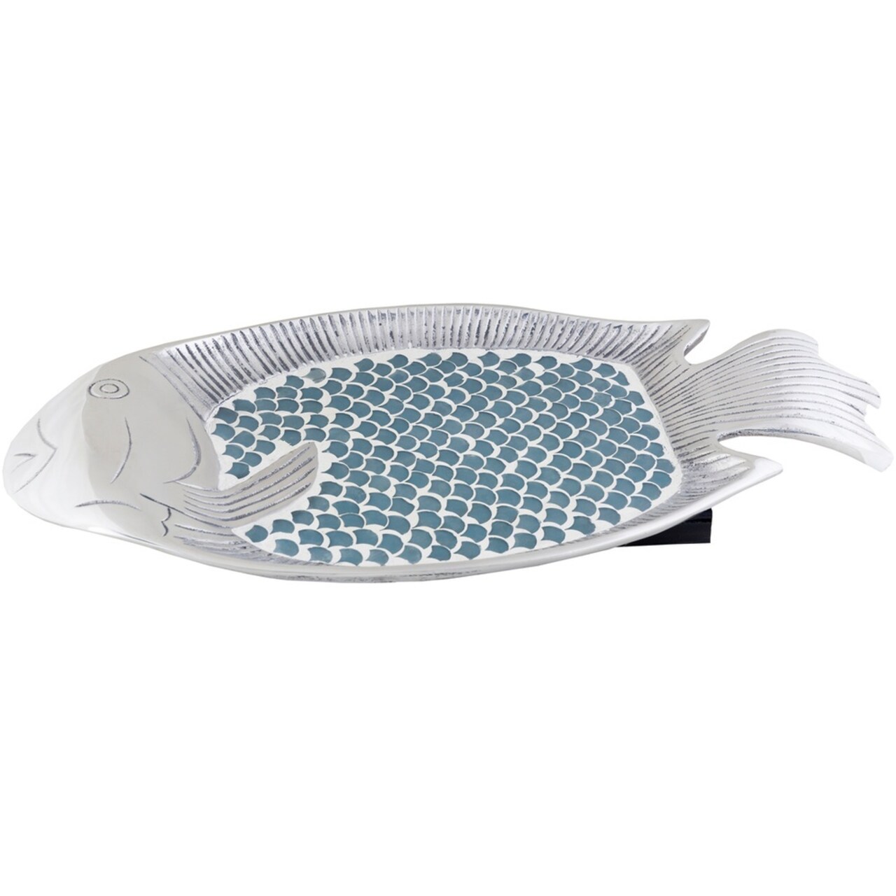 Tiwari Home 21"Blue and White Fish Shaped Decorative Platter Accent